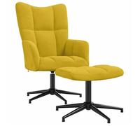 BEST-HOME Meuble de Siège - UU - Chaise de relaxation - avec tabouret Jaune moutarde Velours HH1065