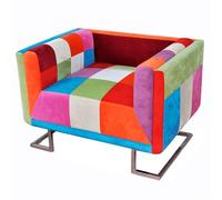 BEST-HOME Meuble de Siège - UU - Fauteuil cube avec design de patchwork Chrome Tissu HH522
