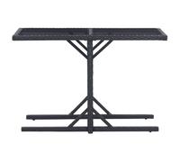 BEST-HOME Mobilier de jardin - UU - Table de jardin Noir 110x53x72 cm Verre et résine tressée HH10060