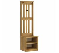 BEST-HOME Portemanteau d'entrée, meuble de rangement pour couloir SANDNES 45x40x159,5 cm bois massif pin,1parcel5215