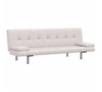BEST-HOME SOFA-SALON - UU - Canapé-lit - réglable avec deux oreillers - Similicuir Blanc crème HH45