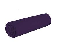 Best Interior Drap Housse uni 100% Coton 57fils - Prune, 160x200cm