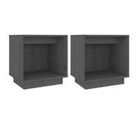 BEST""Lot de 2 Tables de chevet - Meuble de téléphone pour chambre - Gris 40 x 30 x 40 cm Bois de pin solide Nov235649