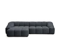 Best Mobilier Ava Canapé d'angle gauche 4 places velours texturé Gris Anthracite