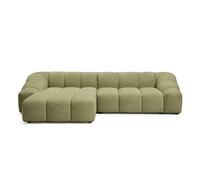 Best Mobilier Ava Canapé d'angle gauche 4 places velours texturé Vert Kaki