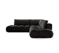 Bestmobilier - Yulin - Canapé d'angle L 5 Places Convertible avec Coffre en Tissu Bouclette, Noir