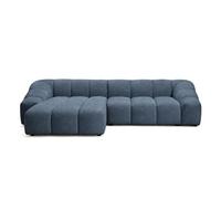 Best Mobilier Canapé d'angle Ava gauche 4 places en velours texturé Bleu