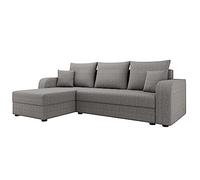 Best Mobilier - Canapé d'angle Convertible avec Coffre Réversible Harvey en Tissu - Canapé Lit - Sofa Gris Clair 4 Places - Angle Droit - ou Gauche - Salon