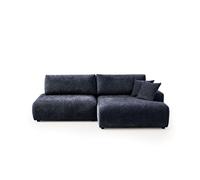 Best Mobilier Canapé d'angle droit 4 places convertible avec coffre en tissu texturé Bleu marine