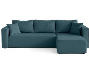Best Mobilier Topaze - canapé d'angle déhoussable réversible 4 places en tissu , Bleu