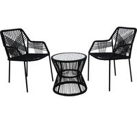 Best Mobilier Zambra - salon bas de jardin 2 places + table mosaïque - en corde et métal - noir , Noir