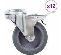 Best Möbel 12 pcs. Roulettes pivotantes avec trou pour le dos 75 mm - Roulettes de transport CL4092875 3parcel