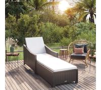 Best Möbel Chaise longue avec revêtement blanc crème Poly rotin noir - Chaises longues de jardin CL6823158 1parcel