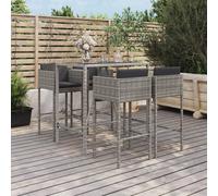 Best Möbel Ensemble de meubles de jardin Balcon Ensemble de 5 pièces Bar de jardin avec coussins Gris Poly rotin - Garnitures de jardin CL6111392 2parcel