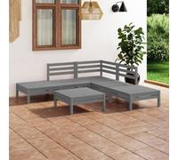 Best Möbel Ensemble de meubles de jardin Balcon Ensemble de 6 pièces de salon de jardin en pin massif gris - Garnitures de meubles de jardin CL6853523 3parcel