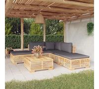 Best Möbel Ensemble de meubles de jardin Balcon Ensemble de 6 pièces salon de jardin avec coussins en teck massif - Garnitures de meubles de jardin CL1547669 5parcel