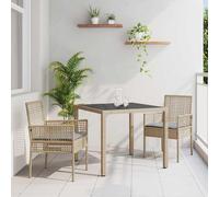 Best Möbel Ensemble de meubles de jardin Balcon Ensemble de meubles de jardin Salle à manger 3 pcs Beige Poly Rattan - Garniture de jardin CL9090558 2parcel