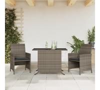 Best Möbel Ensemble de meubles de jardin Ensemble de meubles de balcon 3 pièces Bistro Set avec coussins Gris Poly rotin - Garnitures de jardin CL8938083 1parcel