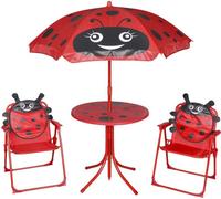Best Möbel Ensemble de meubles de jardin Ensemble de meubles de balcon 3-pièces Ensemble de jardin bistrot pour enfants avec parasol rouge - Garnitures de jardin CL5060691 1parcel