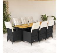 Best Möbel Ensemble de meubles de jardin Ensemble de meubles de balcon 9 pcs. Ensemble de jardin Bistro avec coussins Noir Poly Rattan - Garnitures de jardin CL6337433 6parcel