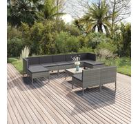 Best Möbel Gartenmöbel Set Balkonmöbel-Set 10-pièces Garten-Lounge-Set mit Auflagen Poly Rattan Grau - Ensemble de meubles de jardin Cloris Neu3343799 4parcel