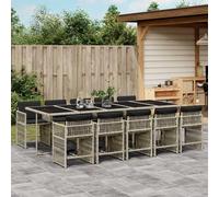 Best Möbel Gartenmöbel Set Balkonmöbel-Set 11-pièces Garten-Essgruppe mit Kissen Hellgrau Poly Rattan - Garniture de jardin Cloris Neu2818480 5parcel