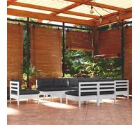 Best Möbel Gartenmöbel Set Balkonmöbel Set 11-pièces Garten-Lounge-Set mit Kissen Weiß Kiefer Massivholz - Garnitures de meubles de jardin CL7889944 5parcel