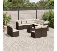 Best Möbel Gartenmöbel Set Balkonmöbel-Set 12-pièces Garten-Sofagarnitur mit Kissen Braun Poly Rattan - Garniture de jardin Cloris Neu1430689 5parcel