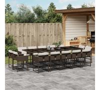 Best Möbel Gartenmöbel Set Balkonmöbel-Set 15-pièces Garten-Essgruppe mit Kissen Braun Poly Rattan - Garniture de jardin Cloris Neu9852237 6parcel