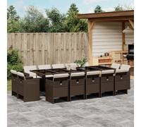 Best Möbel Gartenmöbel Set Balkonmöbel-Set 15-pièces Garten-Essgruppe mit Kissen Braun Poly Rattan - Garniture de jardin Cloris Neu9867535 6parcel