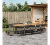 Best Möbel Gartenmöbel Set Balkonmöbel-Set 15-pièces Garten-Essgruppe mit Kissen Grau Poly Rattan - Garniture de jardin Cloris Neu3094997 6parcel