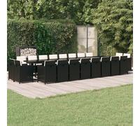 Best Möbel Gartenmöbel Set Balkonmöbel-Set 21-pièces Garten-Essgruppe mit Kissen Schwarz Poly Rattan - Garniture de jardin CL6360892 9parcel