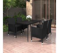 Best Möbel Gartenmöbel Set Balkonmöbel-Set 5-pièces Garten-Essgruppe mit Auflagen Poly Rattan und Glas - Ensemble de meubles de jardin Cloris Neu4266132 2parcel