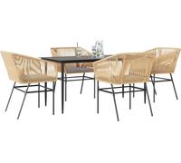 Best Möbel Gartenmöbel Set Balkonmöbel-Set 5-pièces Garten-Essgruppe mit Kissen Braun Poly Rattan Glas - Ensemble de meubles de jardin CL1489159 3parcel