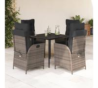 Best Möbel Gartenmöbel Set Balkonmöbel-Set 5-pièces Garten-Essgruppe mit Kissen Grau Poly Rattan - Garniture de jardin Cloris Neu2338583 3parcel