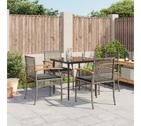 Best Möbel Gartenmöbel Set Balkonmöbel-Set 5-pièces Garten-Essgruppe mit Kissen Grau Poly Rattan - Garniture de jardin CL2061339 2parcel