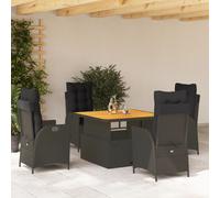 Best Möbel Gartenmöbel Set Balkonmöbel-Set 5-pièces Garten-Essgruppe mit Kissen Schwarz Poly Rattan - Garniture de jardin Cloris Neu4889996 3parcel
