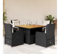 Best Möbel Gartenmöbel Set Balkonmöbel-Set 5-pièces Garten-Essgruppe mit Kissen Schwarz Poly Rattan - Garniture de jardin CL6457567 3parcel