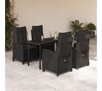Best Möbel Gartenmöbel Set Balkonmöbel-Set 5-pièces Garten-Essgruppe mit Kissen Schwarz Poly Rattan - Garniture de jardin Cloris Neu5309901 3parcel