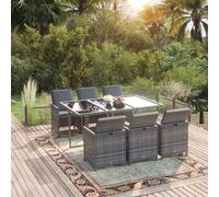 Best Möbel Gartenmöbel Set Balkonmöbel-Set 7-pièces Garten-Essgruppe mit Kissen Poly Rattan Grau - Ensemble de meubles de jardin CL3166197 3parcel