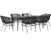 Best Möbel Gartenmöbel Set Balkonmöbel-Set 7-pièces Garten-Essgruppe mit Kissen Schwarz Poly Rattan Glas - Garniture de jardin Cloris Neu5461219 5parcel