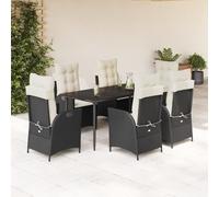 Best Möbel Gartenmöbel Set Balkonmöbel-Set 7-pièces Garten-Essgruppe mit Kissen Schwarz Poly Rattan - Garniture de jardin Cloris Neu2386337 4parcel