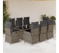 Best Möbel Gartenmöbel Set Balkonmöbel-Set 9-pièces Garten-Essgruppe mit Kissen Grau Poly Rattan - Garniture de jardin CL9399387 5parcel