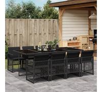 Best Möbel Gartenmöbel Set Balkonmöbel-Set 9-pièces Garten-Essgruppe mit Kissen Schwarz Poly Rattan - Garniture de jardin Cloris Neu3176608 4parcel