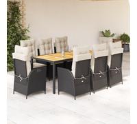 Best Möbel Gartenmöbel Set Balkonmöbel-Set 9-pièces Garten-Essgruppe mit Kissen Schwarz Poly Rattan - Garniture de jardin Cloris Neu4643174 5parcel