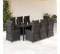 Best Möbel Gartenmöbel Set Balkonmöbel-Set 9-pièces Garten-Essgruppe mit Kissen Schwarz Poly Rattan - Garniture de jardin CL9174855 5parcel