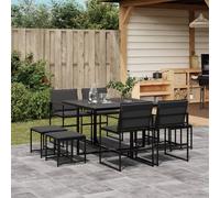 Best Möbel Gartenmöbel Set Balkonmöbel-Set 9-pièces Garten-Essgruppe mit Kissen Schwarz Textilene - Garnitures de meubles de jardin Cloris Neu5579683 3parcel