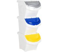 Best Möbel Poubelle avec couvercles 3 pcs Empilable Blanc PP 78 L - Poubelle Cloris Neu8899356 1parcel