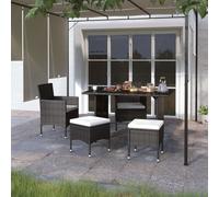 Best Möbel Set de 4 chaises et tabourets de jardin en poly rotin noir - Chaises de jardin CL3398909 1parcel