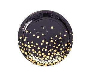 Best products - 10 Assiettes Carton CONFETTIS Or 22.5CM Noir